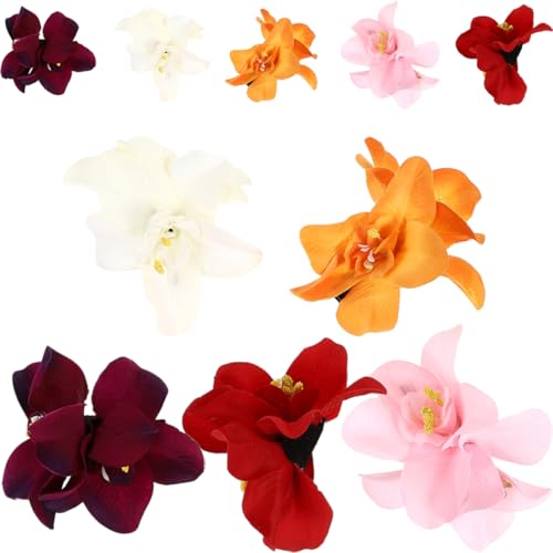 Healvian 10st Doppelte Orchideen-haarspange Kleid Haarklammern Hochzeit Haarrebe Kopfbedeckungen Blumenstrauß Selber Machen Gefälschte Blumen Braut Mini-haarspangen Für Frauen Polyestertuch von Healvian