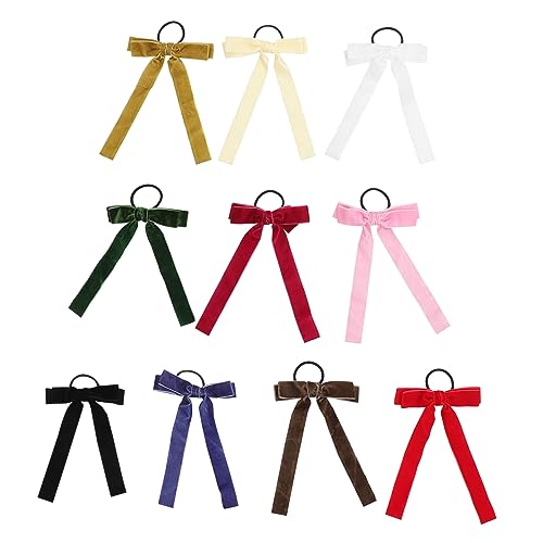 Healvian 10stücke Teiliges Elastischer Haargummis Mit Farbenfrohen Schleifen Für Mädchen Ponytail- Für Festliche Anlässe Und Alltag von Healvian