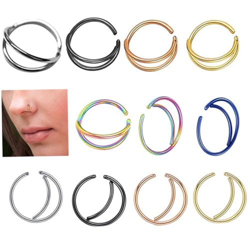 Healvian 11 Stück Teiliges Nasenringen mit Mond Design Stilvolle Piercings für Damen Schmuckstück für von Healvian