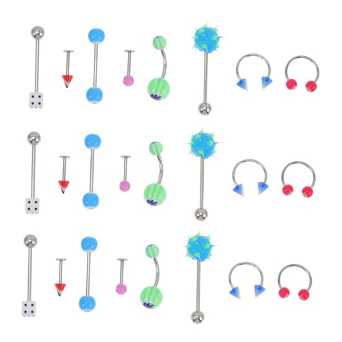 Healvian 110 Stück Teiliges Körperpiercing Kunststoff Bunte Nasen Zungenstecker Langlebige Körperschmuck Dekoration für Damen und Herren Angenehm und Modisch Vielseitig Einsetzbar von Healvian