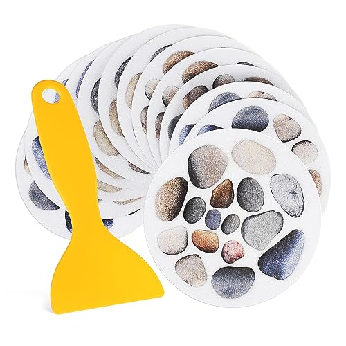Healvian 12 Blatt Antirutsch Aufkleber für Badewanne Farbige Stein Designs Durchmesser Selbstklebend für Bad Dusche und Spa von Healvian