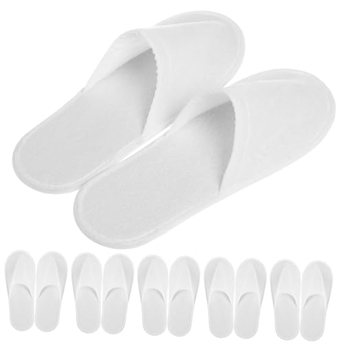 Healvian 12 Paare Einweg Spa Slipper Weiß Universalgröße Rutschfeste Geschlossene Zehen Hausschuhe Fleece Hotelslipper Für Pediküre Gäste Damen Herren von Healvian
