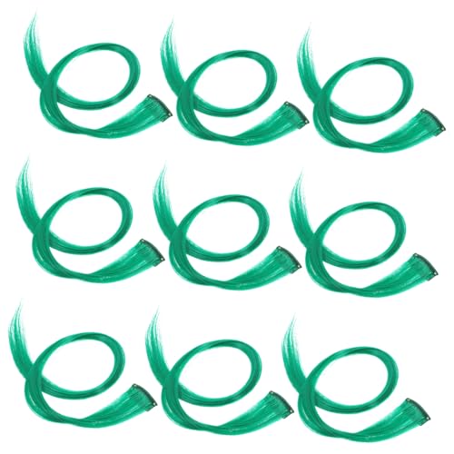 Healvian 12 Stck. Teiliges Grüne Gerade Haarverlängerungen mit Clips Leichte Hautfreundliche Damen Haarteile für Party Cosplay Bühnenauftritte und Alltag Farbige Extensions von Healvian