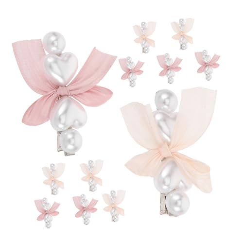 Healvian 12 Stück Perlen Haarspangen für Duckbill Barrette mit Schleife Haaraccessoire für Mädchen und Damen von Healvian
