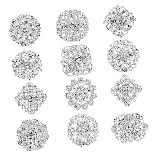 Healvian 12 Stück Strass-brosche Frauen Brosche Für Broschen Blumenstrauß-stift Große Strasssteine Blumenstrauß Brosche Klare Kristallbrosche Brosche Mit Strasssteinen Silver Legierung von Healvian