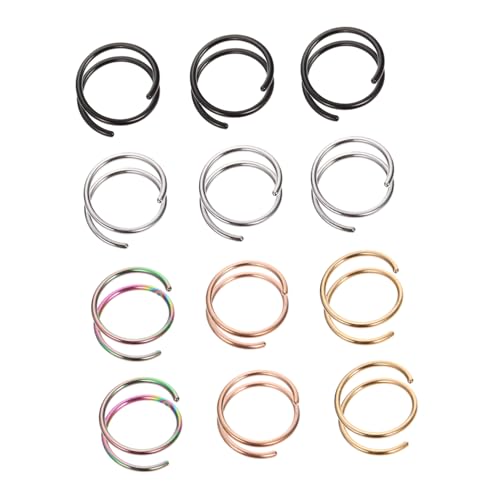 Healvian 12 Stück Teiliges Edelstahl Spiral Nasenringe Farbige Hautfreundliche Nasenpiercing Hoops Rostfrei Angenehm für Damen und Herren als und Party Schmuck von Healvian