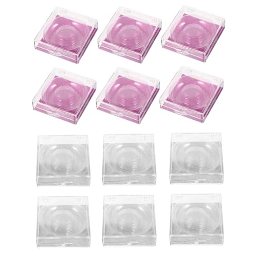 Healvian 12 Stück Teiliges Falsche Wimpern Aufbewahrungsbox Transparenter Kunststoff Organizer mit Rosafarbenem und Silbernem Glitzerpapier Leicht Tragbar Formstabil für von Healvian