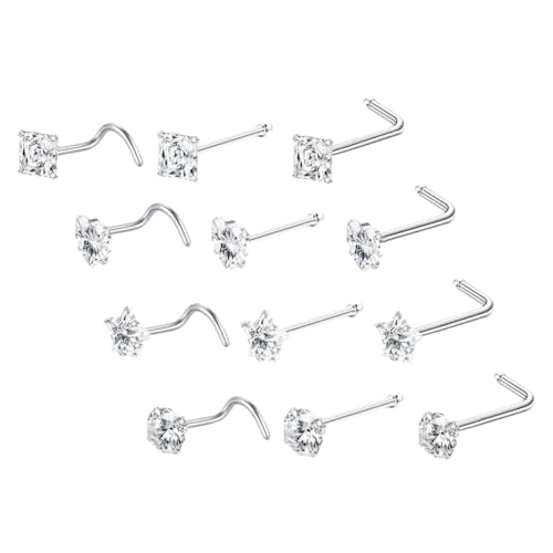 Healvian 12 Stück Teiliges Förmiges Nasenpiercing aus mit Funkelnden Zirkonia Dekorativer Nasenstecker Schmuck für Damen Modisches Nasenring Accessoire von Healvian