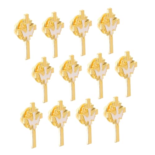 Healvian 12 Stück Teiliges Friedenskreuz Anstecknadeln mit Tauben Emaillierte Vintage Legierung Religiöse Broschen für Anzug Rucksack Kleidung Hut Symbolische Friedens und von Healvian