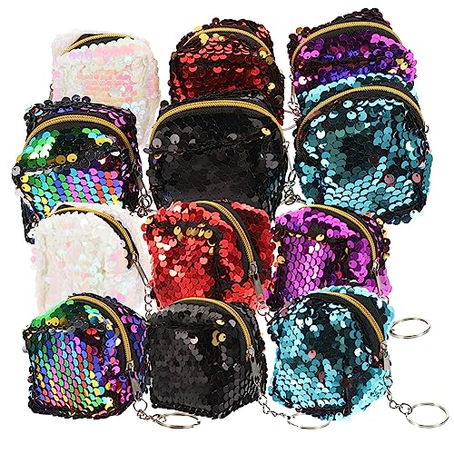 Healvian 12 Stück Teiliges Glänzende Mini Geldbeutel Quadratisch Geformt Weiche Aufbewahrungstaschen für Kleingeld Schlüssel Kopfhörer Kosmetik Vielseitige Täschchen für Damen in Sechs von Healvian
