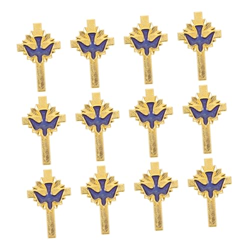 Healvian 12stücke Legierung Friedenstaube Kreuz Broschen Brustnadeln Für Kleidung Taschen Hüte Religiöse Dekoration Accessoires von Healvian