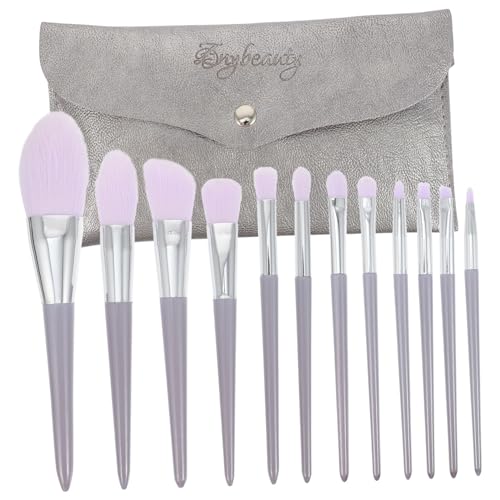 Healvian 12 Stück Teiliges Make Up Pinselset mit Holzgriff Weiche Borsten Vielseitig für Foundation Blush Lidschatten Praktischer Aufbewahrungstasche für Damen und Make Up Profis von Healvian
