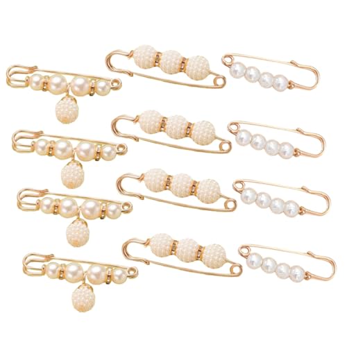 Healvian 12 Stück Teiliges Perlenbroschen Sicherheitsnadeln für Damen mit Verstellbaren Cardigan Pullover clips Modische Taillenschnallen und Schal anstecker für Kleider Mäntel Rucksäcke von Healvian