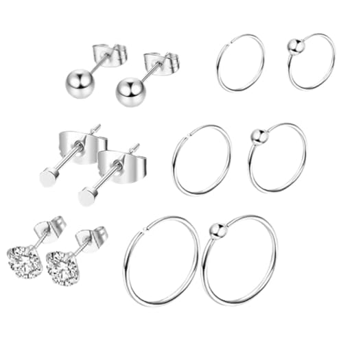 Healvian 12 Stück Teiliges Piercing Schmuck Ohrstecker und Nasenringe Silber mit Zirkonia Leichte Körperdekoration für Damen und Mädchen Modisch für Alltag Party und Performance von Healvian