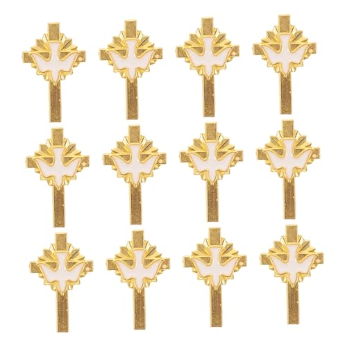 Healvian 12stücke Friedenstauben-kreuzbroschen Aus Legierung Brustnadeln Für Kleidung Taschen Und Hüte Religiöse Und Inspirierende Dekoration von Healvian