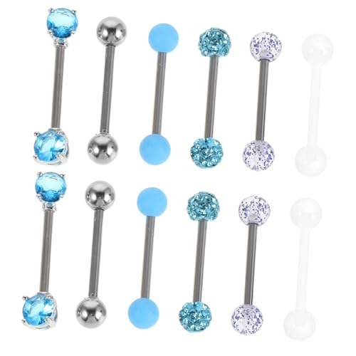 Healvian 12 Stück Unisex Barbells Acrylperlen Leichtes Langlebiges Piercingzubehör für Männer und von Healvian