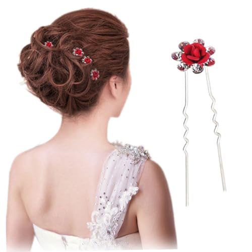 Healvian Strass-haarnadeln 20 Stück U-förmige Haarspangen Für Hochzeitsfeiern Brautschmuck Mit Rosenblumen von Healvian