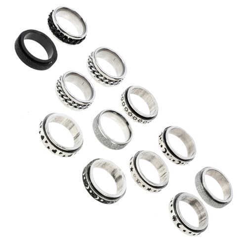 Healvian 12Stücke Teiliges Fidget Ringe Für Männer Frauen Verstellbare Angstringe Zur Stressbewältigung Fingerschmuck Perfektes von Healvian