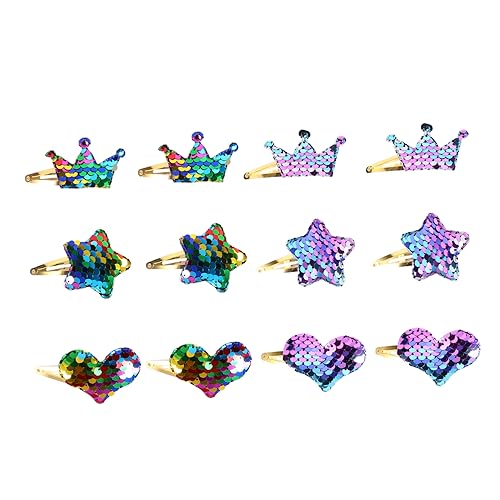Healvian 12stücke Glitzer Haarspangen Für Mädchen Herz Stern Und Kronenformen Regenbogen Verlauf Haaraccessoires Für Feiern Und Alltag von Healvian