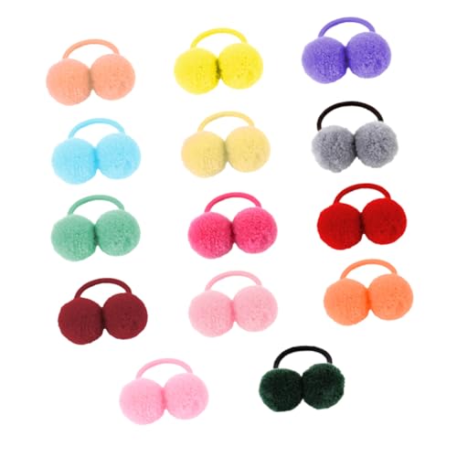 Healvian 14 Stück Teiliges Haargummi für Mädchen Elastische Haarbänder mit Plüschball Weiche Ponytail Halter Haarschonend Vielseitig für Schule Party Alltag und Festliche Anlässe von Healvian