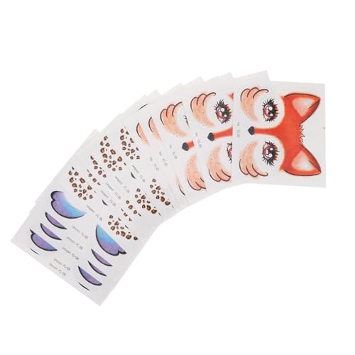Healvian 15 Stück Teiliges Glitzer Gesichtsaufkleber mit Fuchs Giraffe Einhorn Motiven Schnelle und Rückstandsfreie Anwendung Kinderfreundliche Kostüm Sticker für Party und Halloween von Healvian