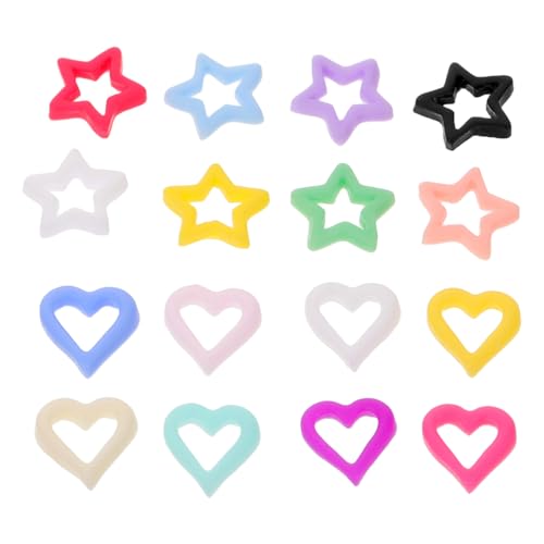 Healvian 150 Stück Kawaii-Nagel-Charms, buntes Harz, 3D-Herz- und Sternform, Nagel-Edelsteine, Maniküre-Zubehör für Frauen und Mädchen, DIY-Basteldekorationen von Healvian