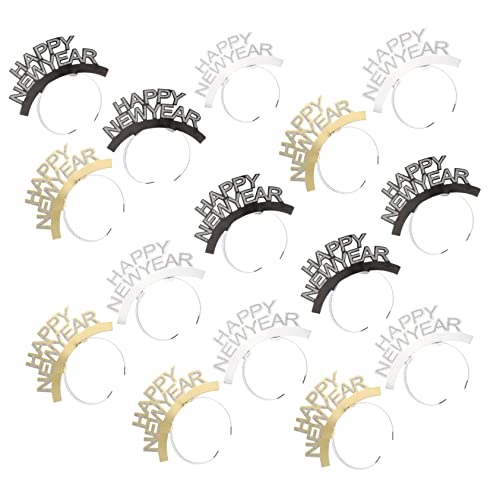 Healvian 15stücke Happy Year Haarreifen Bunte Buchstaben Kopfbedeckung Für Silvesterpartys Dekoration Und Gruppenfotos Glitzerndes Design Für Festliche Anlässe von Healvian