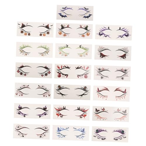 Healvian 19 Stück Teiliges Halloween Augen-make-up Sticker Wasserfeste Eyeliner Lidschatten Tattoos mit Spinnennetz Totenkopf Fledermaus Motiven Einfach Anzubringen Sanft Entfernbar für von Healvian