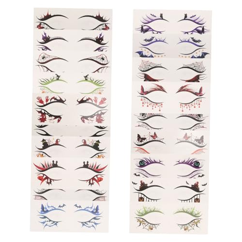 Healvian 19 Stück Teiliges Halloween Augen-tattoo mit Spinnennetz Kürbis Motiven Temporäre Eyeliner Aufkleber für Party Make-up Sanft Entfernbar Geeignet für Empfindliche Haut von Healvian