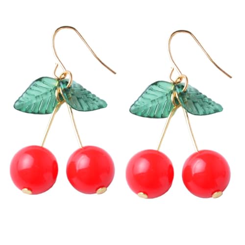 Healvian 1Paar Kirsche Ohrringe Handgemachte Ohrringe Für Frauen Ohrhänger Für Geburtstage Hochzeiten Muttertag Damen Ohrschmuck von Healvian