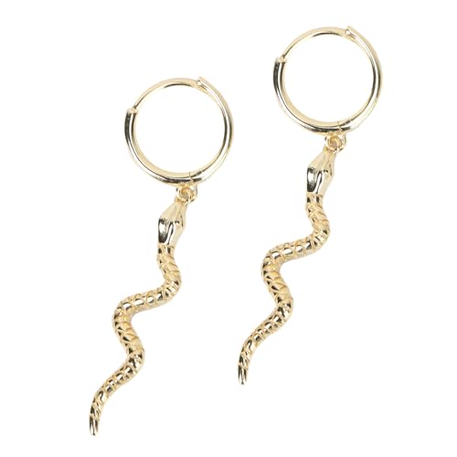 Healvian 1Paar Kreative Schlangenform Ohrringe Silber für Frauen Lange Hängende Ohrschmuck Goldene Snake Eardrop Ohrringe Geschenkidee für Damen von Healvian