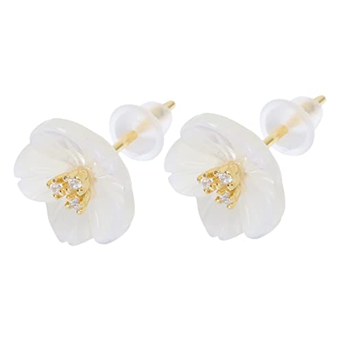 Healvian 1Paar Ohrstecker Sterling Silber Mit Natürlichem Meeresmuschel Blüten Design Ohrringe Für Damen Für Berufung Urlaub von Healvian