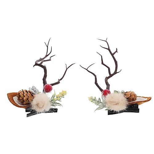 Healvian 1paar Weihnachten Haarnadeln Mit Rentiergeweih-design Süße Haarspangen Für Festliche Anlässe Und Tierkostüme Elk Antlers Haarclips Für Damen von Healvian