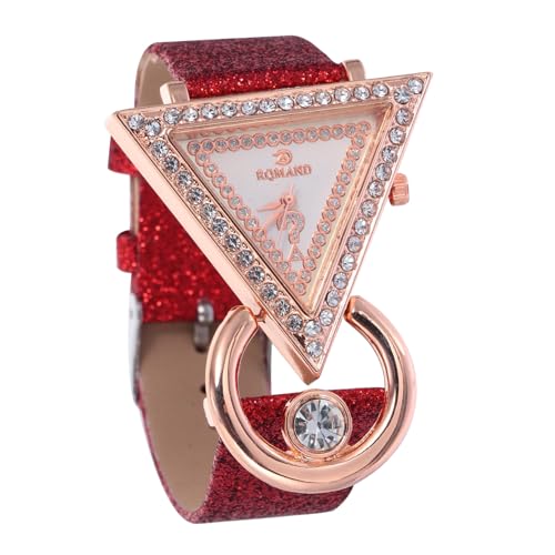 Healvian Dreieckige Modeuhr Für Damen Mit Strasssteinen Lederarmband Aus Pu-Material Elegant Und Passend Für Verschiedene Anlässe von Healvian