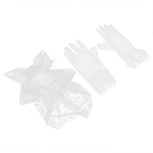 Healvian 1Satz Exquisites Damen Party Accessoires Mit Hut Langen Handschuhen Kopfbedeckung Spitzenhandschuhe Für Cosplay Festliche Anlässe von Healvian