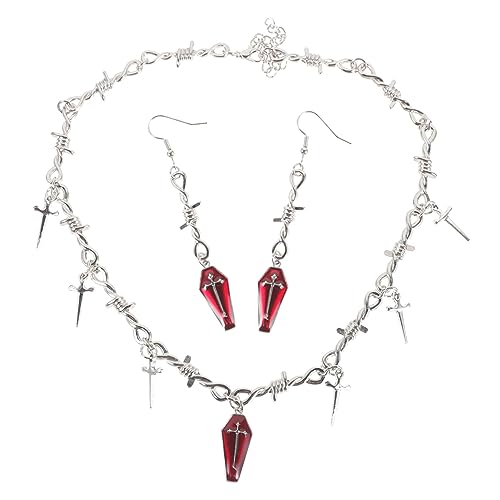 Healvian 1Satz Gothic Halskette Ohrhänger Retro Metallkette Mit Design Für Frauen Stilvoller Schmuck Für Alternative Mode Besondere Anlässe Healvian 1Satz Gothic Halskette Ohrhänger Retro Metallkette Mit Design Für Frauen Stilvoller Schmuck Für Alternative Mode Besondere Anlässe von Healvian