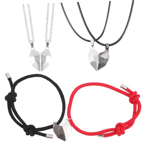 Healvian 1Satz Halskette Armband Für Magnetische Herzreihe Teiliges Für Valentinstag Beziehungskette Mit Symbolischer Verbindung Healvian 1Satz Halskette Armband Für Magnetische Herzreihe Teiliges Für Valentinstag Beziehungskette Mit Symbolischer Verbindung von Healvian
