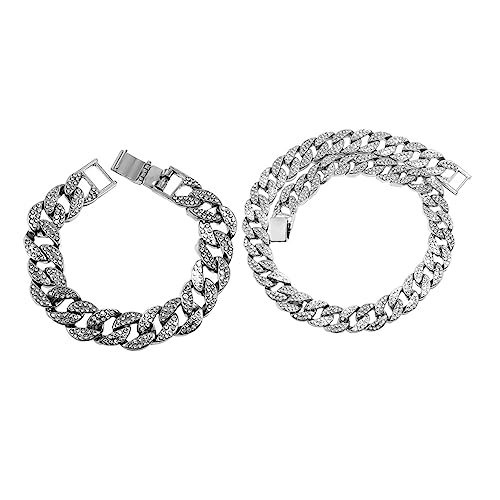Healvian 1Satz Männer Kubanische Verbindungskette mit Teiliges Halskette Armband Langlebigem Legierungsmaterial für Hip Hop Schickes Healvian 1Satz Männer Kubanische Verbindungskette mit Teiliges Halskette Armband Langlebigem Legierungsmaterial für Hip Hop Schickes von Healvian