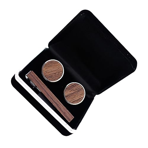 Healvian 1Satz Manschettenknöpfe Walnussholz mit Stabiler Krawattenklammer für Herren Elegantes für Anzug Hemd Perfektes Healvian 1Satz Manschettenknöpfe Walnussholz mit Stabiler Krawattenklammer für Herren Elegantes für Anzug Hemd Perfektes von Healvian