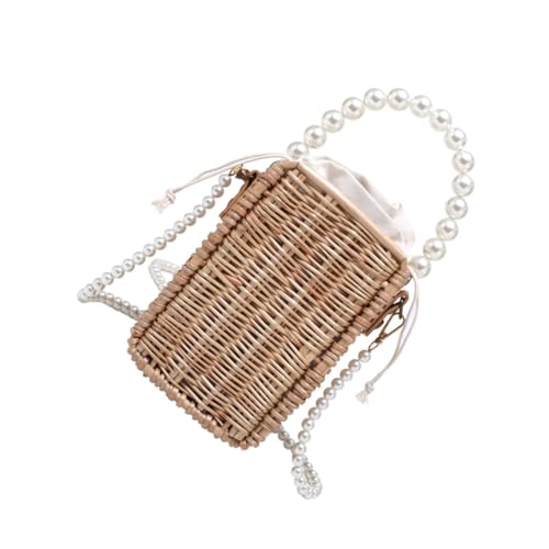 Healvian 1Stück Einzigartige Handgefertigte Umhängetasche Rattan mit Perlen Aufbewahrungstasche für Vielseitig Einsetzbare Schultertasche für Strand Freizeit Khaki Healvian 1Stück Einzigartige Handgefertigte Umhängetasche Rattan mit Perlen Aufbewahrungstasche für Vielseitig Einsetzbare Schultertasche für Strand Freizeit Khaki von Healvian