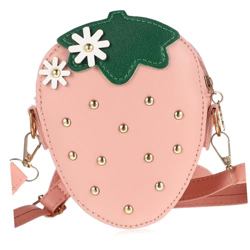 Healvian Erdbeerform Mädchen Umhängetasche Kleine Schultertasche Münztasche Leuchtendes Farbdesign Verstellbarer Riemen Handtasche Reisen Einkaufen Geschenk von Healvian