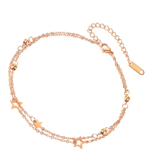 Healvian 1Stück Kreatives Fußkettchen Damen Hochwertigem Titanstahl Doppellagiges Design mit Funkelnden Fünfzackigen Sternen für Strand Hochzeit Tägliche Outfits Perfektes Healvian 1Stück Kreatives Fußkettchen Damen Hochwertigem Titanstahl Doppellagiges Design mit Funkelnden Fünfzackigen Sternen für Strand Hochzeit Tägliche Outfits Perfektes von Healvian