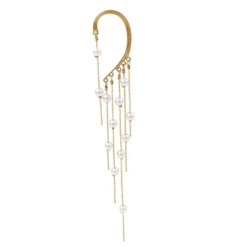 Healvian 1Stück Quaste Ohrclips Für Frauen Lange Manschettenohrringe Mit Perlendesign Non Piercing Schmuck Ergänzung Für Outfit Hochwertige Healvian 1Stück Quaste Ohrclips Für Frauen Lange Manschettenohrringe Mit Perlendesign Non Piercing Schmuck Ergänzung Für Outfit Hochwertige von Healvian