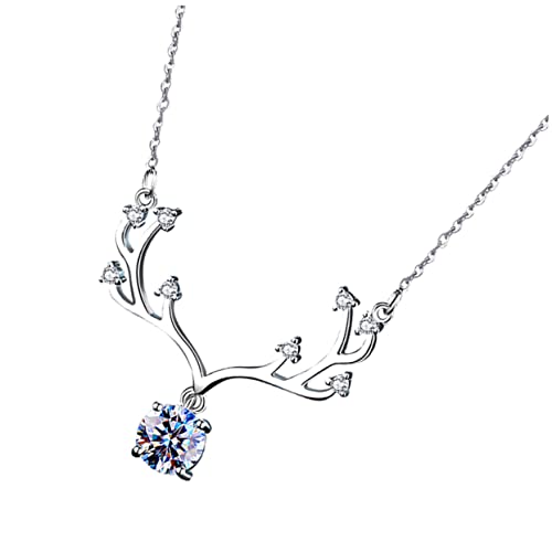 Healvian 1Stück Stylische Damen Halskette mit Silberanhänger im Geweih Design Moissanit Kreative für für Freunde Healvian 1Stück Stylische Damen Halskette mit Silberanhänger im Geweih Design Moissanit Kreative für für Freunde von Healvian