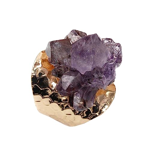 Healvian 1Stück Unregelmäßiger Verstellbarer Fingerring Naturamethyst für Damen Eleganter Schmuck mit Breitem Design Besondere Anlässe Healvian 1Stück Unregelmäßiger Verstellbarer Fingerring Naturamethyst für Damen Eleganter Schmuck mit Breitem Design Besondere Anlässe von Healvian