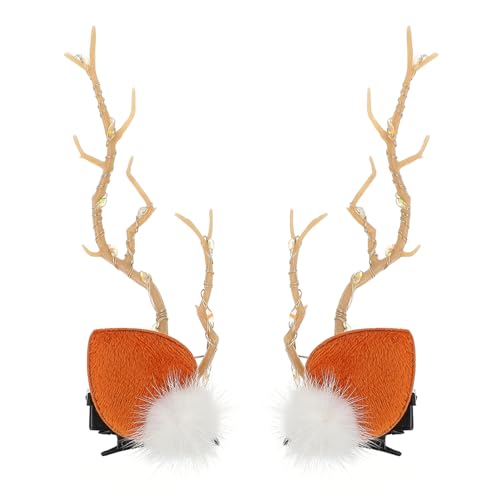 Healvian 1paar Leuchtende Weihnachts-haarspangen Mit Rentiergeweih-design Festliche Haarschmuck Für Und Mädchen Für Weihnachten Und Cosplay-veranstaltungen von Healvian