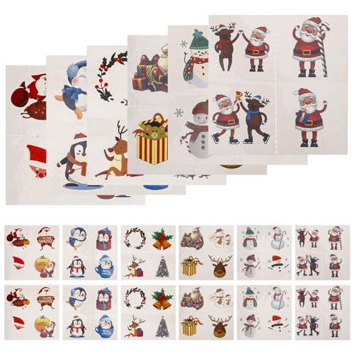 Healvian 1satz Weihnachts- Tattoos Wasserdichte Temporäre Tattoos Für Erwachsene Lustige Weihnachtsdekoration Für Festlichkeiten Und Partys Einfach Anzuwenden Entfernen von Healvian