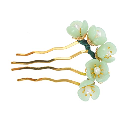 Healvian Jade Blumen Haarnadel Klassische Haarnadel Aus Legierung Haarstäbchen Mit Quaste Langlebige Textur Schöne Haarschmuck Für Party von Healvian
