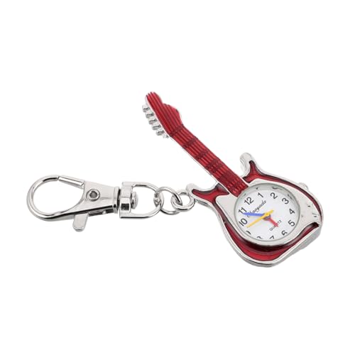 Healvian 1stücke Cute Guitar Shape Keychain Watch Für Mädchen Tragbare Quarzbewegung Armbanduhr Als Backpack Und Handtaschen-Dekoration Für Jungen Und Mädchen Rot von Healvian