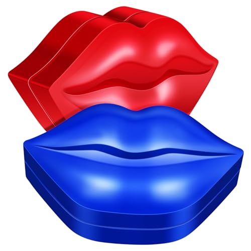 Healvian 2 Boxen Feuchtigkeitsspendende Lippenpflege Lipmaske Boxen Rot Blau Tragbare Gelpads für Trockene Lippen Falten Pflege Lippenmaske für Damen Reise und Alltag von Healvian